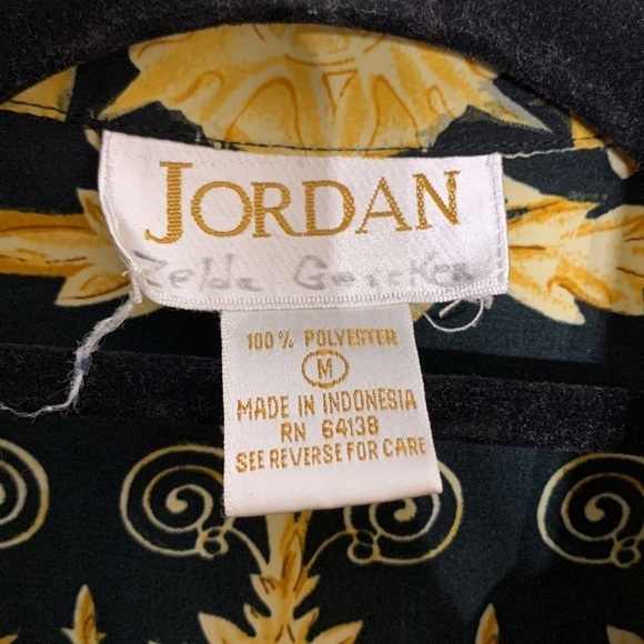 Vintage Jordan all over print black and gold button-down shirt medium - Picture 4 of 8